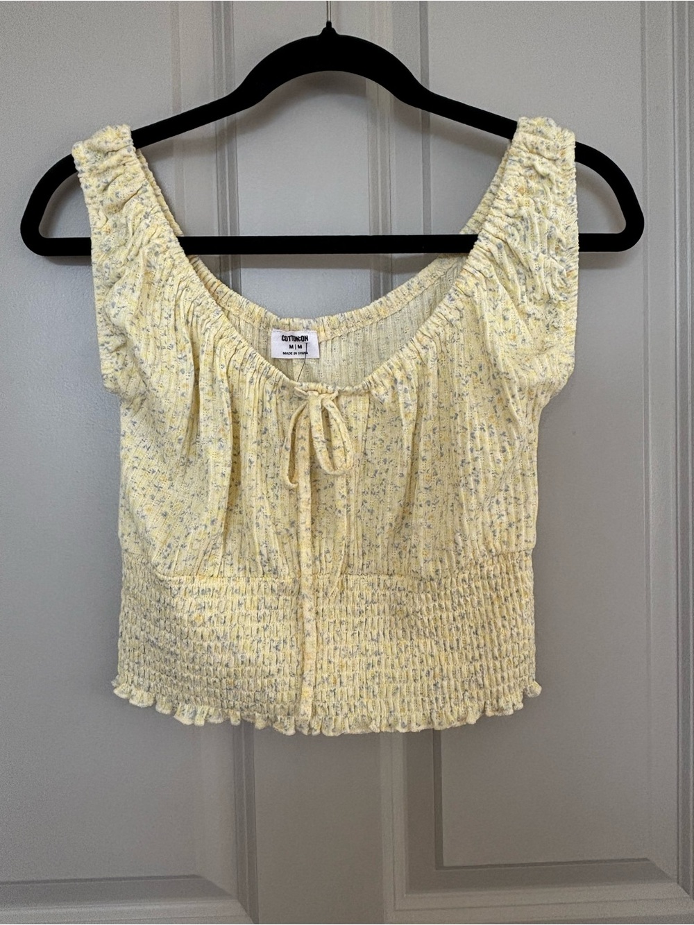 Cotton On Yellow Floral Smocked Crop Top